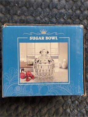 Clear Glass Sugar Bowl with Decorative Lid - Houseware